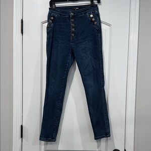 🔵 Fashion Nova Blue Button-Up Jeans Size 9